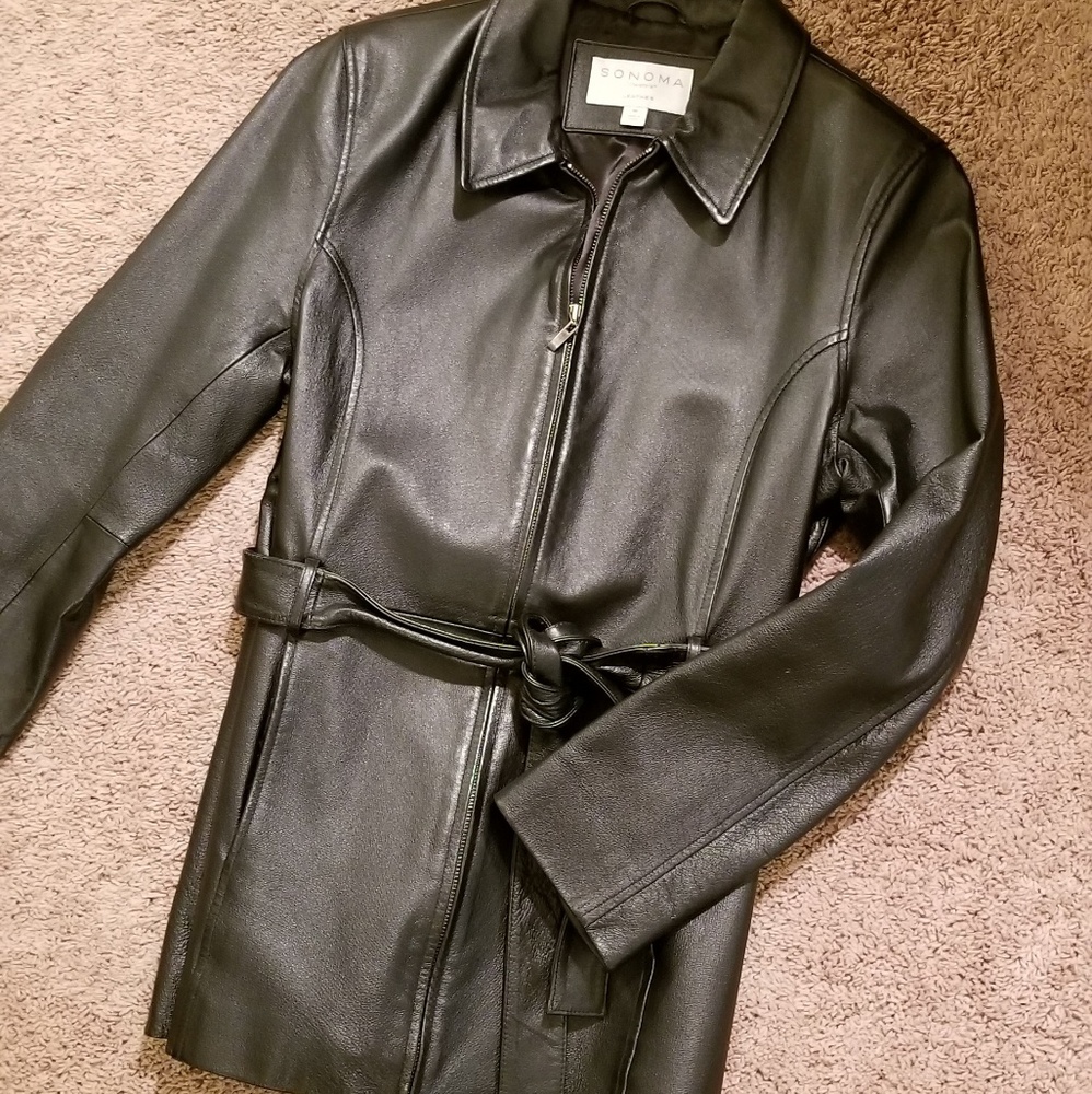 💯Leather Coat